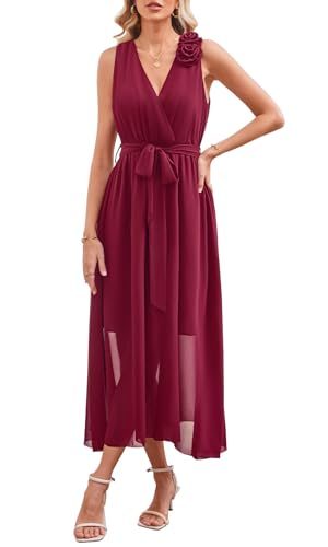 Womens 2025 Summer Wedding Guest Bridesmaid V Neck Sleeveless Long Formal Evening Party Maxi Dress