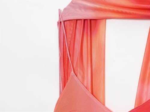 Women's Scarf Dress - V Neck Halter Tie Dye Mesh Long