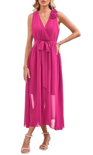 Womens 2025 Summer Wedding Guest Bridesmaid V Neck Sleeveless Long Formal Evening Party Maxi Dress