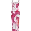 Women's Floral Spaghetti Strap Cami Dress Backless Bodycon Maxi Dresses