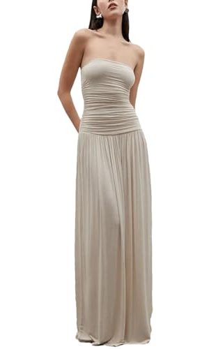Women's Pleated Sheath Dress - Sleeveless Backless Slim Long Night Party