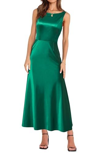 Womens 2025 Wedding Guest Bridesmaid Sleeveless Back V Neck Cocktail Party Formal Evening Gowns Long Maxi Dress