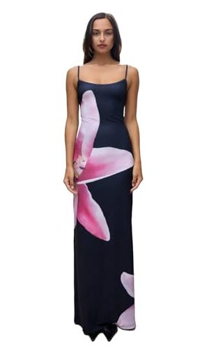 Women's Summer Floral Spaghetti Strap Maxi Dress Casual Backless Slit Cami Bodycon Dresses Long Sundress