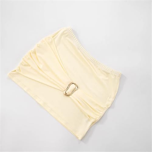 Women's Slant Shoulder Set - Metal Button Top & Short Dress Summer