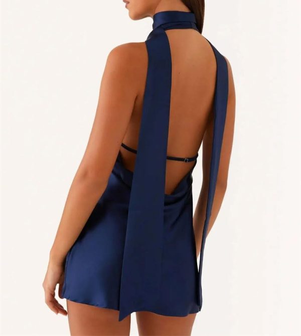 Women's Print Mini Dress Backless Large V-Neck Sleeveless Dresses