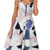Women's Summer Casual Sundress Button Sleeveless Spaghetti Strap Dress