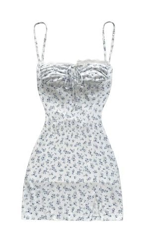 Women's Summer Ditsy Floral Mini Dress Backless Tie Short Sun Dresses