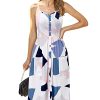 Women's Summer Casual Sundress Button Sleeveless Spaghetti Strap Dress