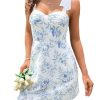 Women's Floral Print Sundress Tie Shoulder Sleeveless Boho Mini Dress