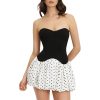 Women's Strapless Polka Dress - Dot Patchwork Ultra Short Holiday Party