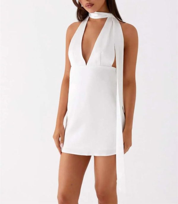 Women's Print Mini Dress Backless Large V-Neck Sleeveless Dresses