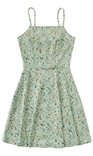 Women's Ditsy Floral High Waist Cami Short A Line Dress