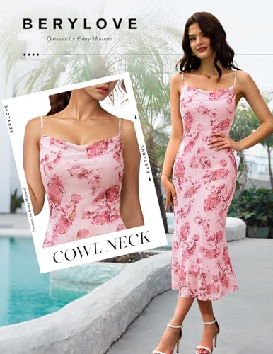 Women Summer Floral Mesh Wedding Guest Cocktail Spaghetti Strap Dress