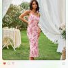 Women Summer Floral Mesh Wedding Guest Cocktail Spaghetti Strap Dress