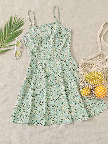 Women's Ditsy Floral High Waist Cami Short A Line Dress